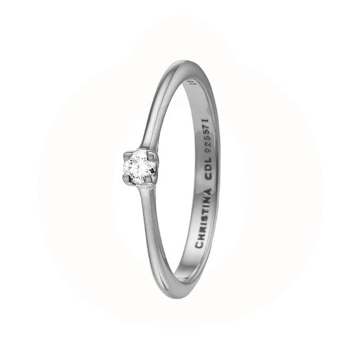 Christina Design London Jewelry & Watches - Klassisk Solitaire Ring sølv 800-8.1.A