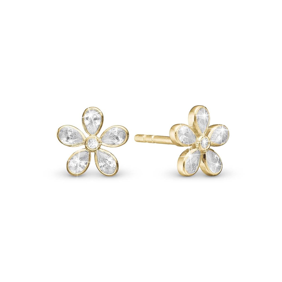 Christina Design London Jewelry & Watches - Magic White Flower ørestikker Forgyldt sterlingsølv