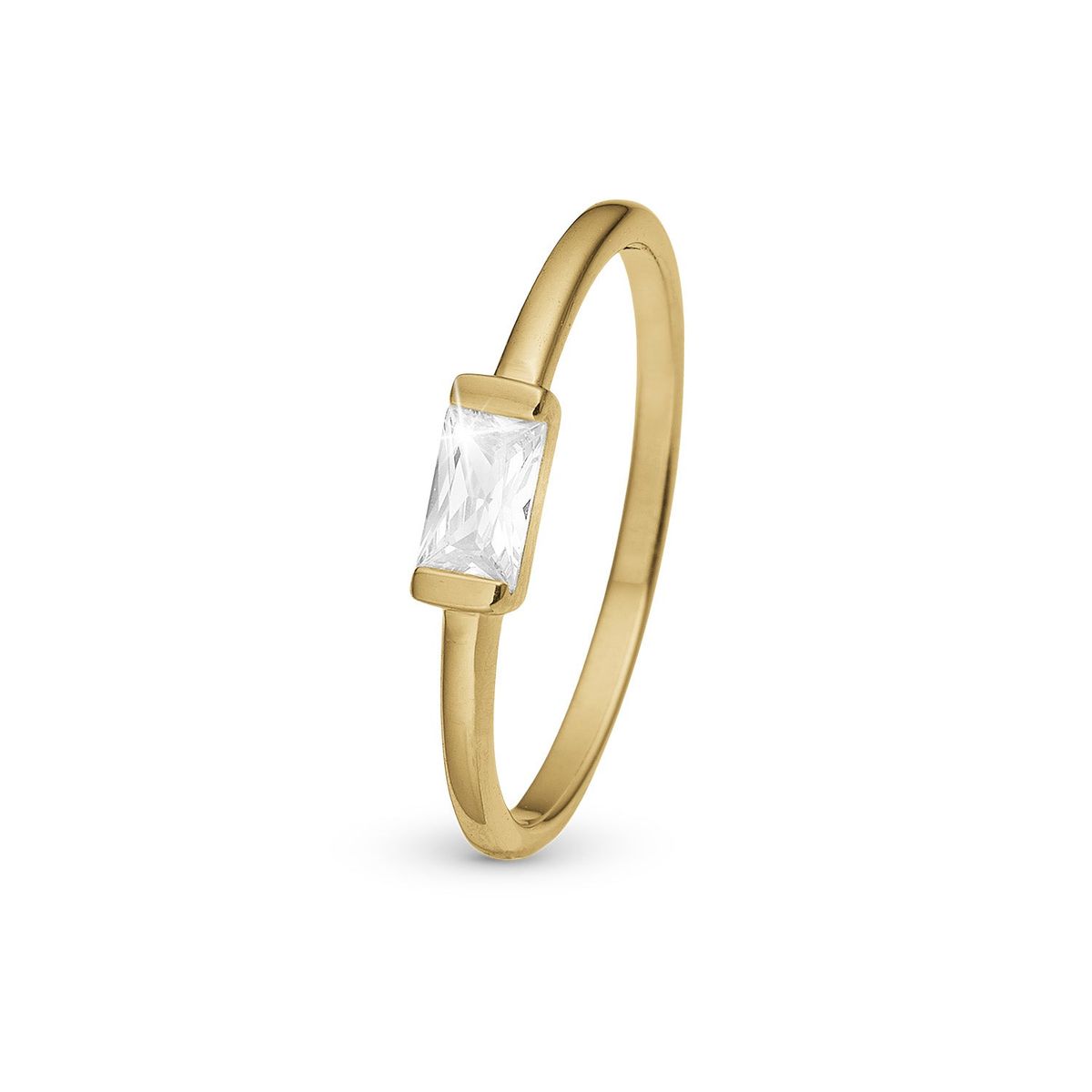 Christina Design London Jewelry & Watches - White Single Baquette ring forgyldt sølv sterlingsølv