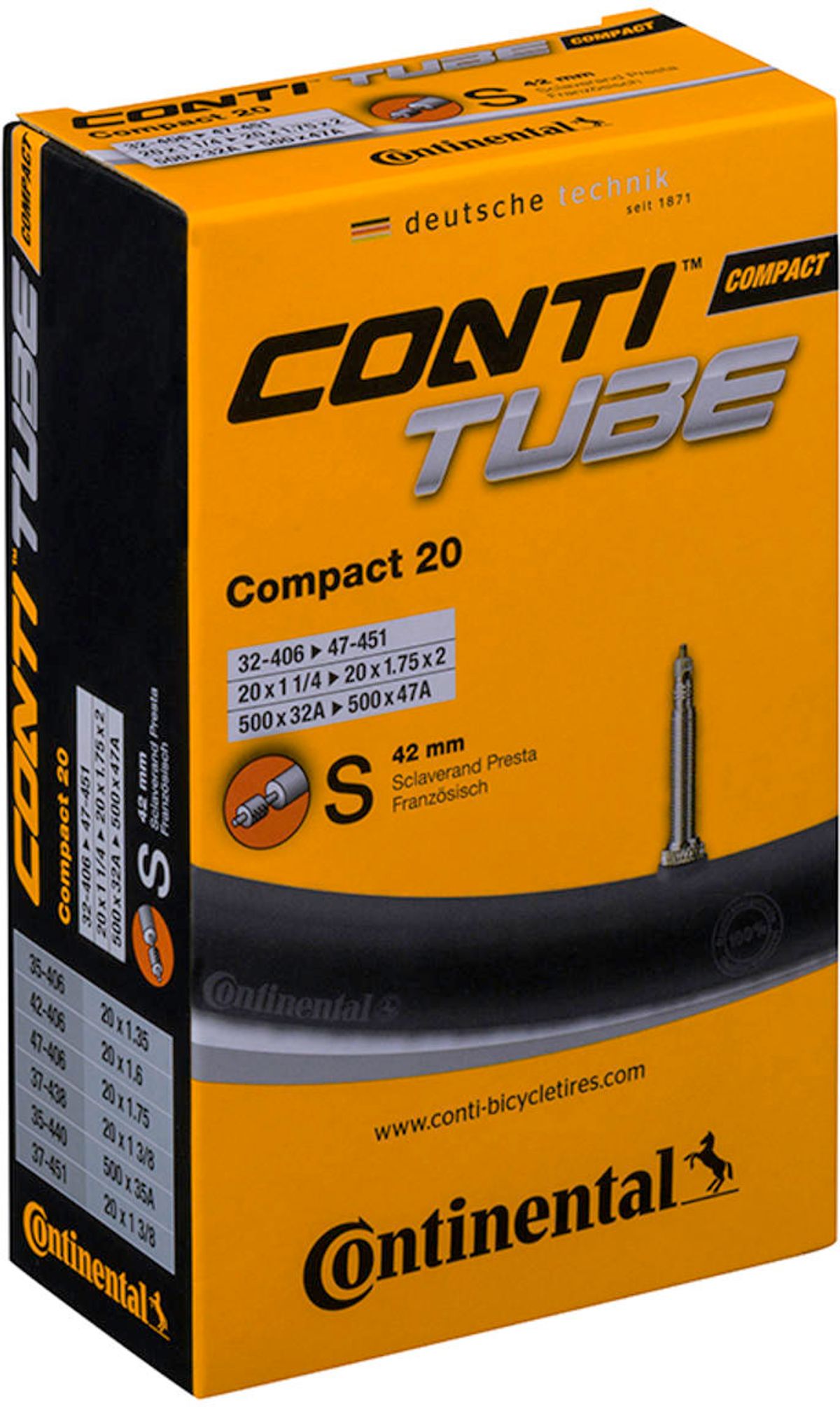 Continental Compact Tube 20x1.3-1.9 (Removable core) 42mm