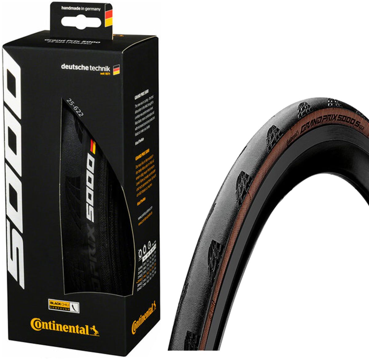 Continental Grand Prix 5000 Tubeless Folding Racerdæk 700x25c/32c - Brun