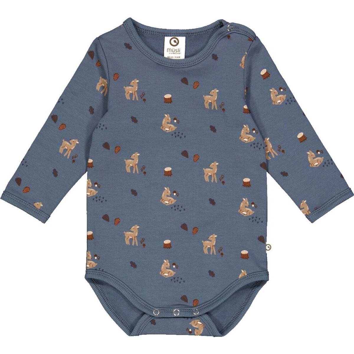 Deer body med rådyrprint - Stormy blue/ Shade/ Bark - 92