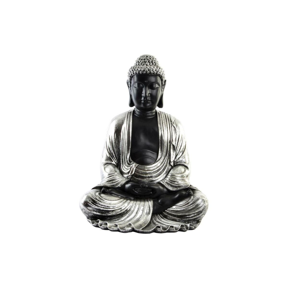 Dekorativ figur 43 x 37 x 57 cm Sølvfarvet Sort Buddha Orientalsk