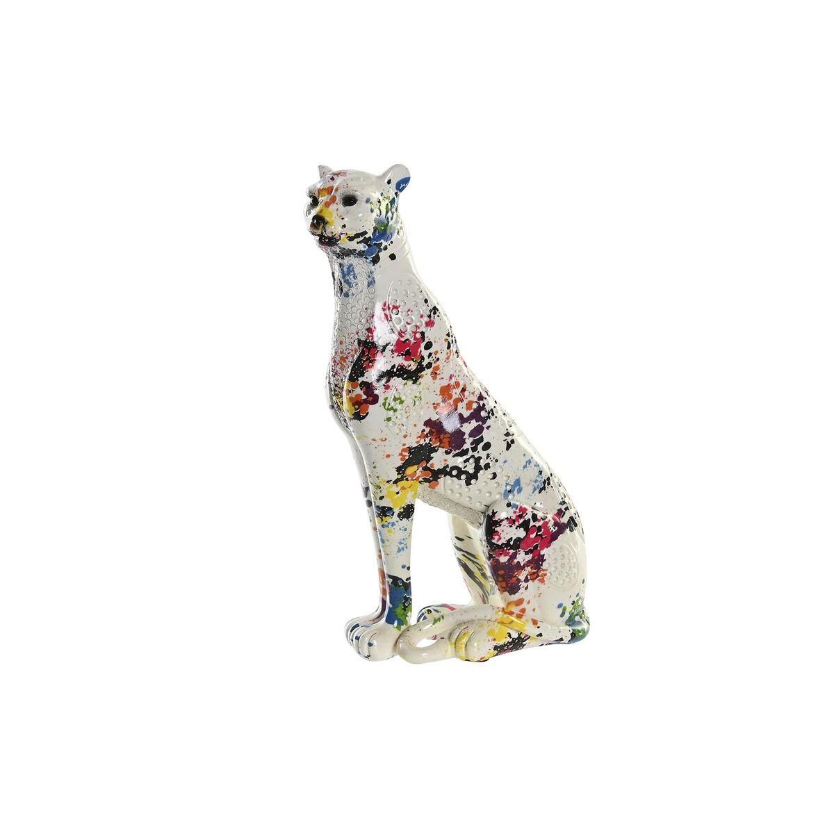 Dekorativ figur Hvid Multifarvet Leopard Moderne 16 x 8 x 25 cm