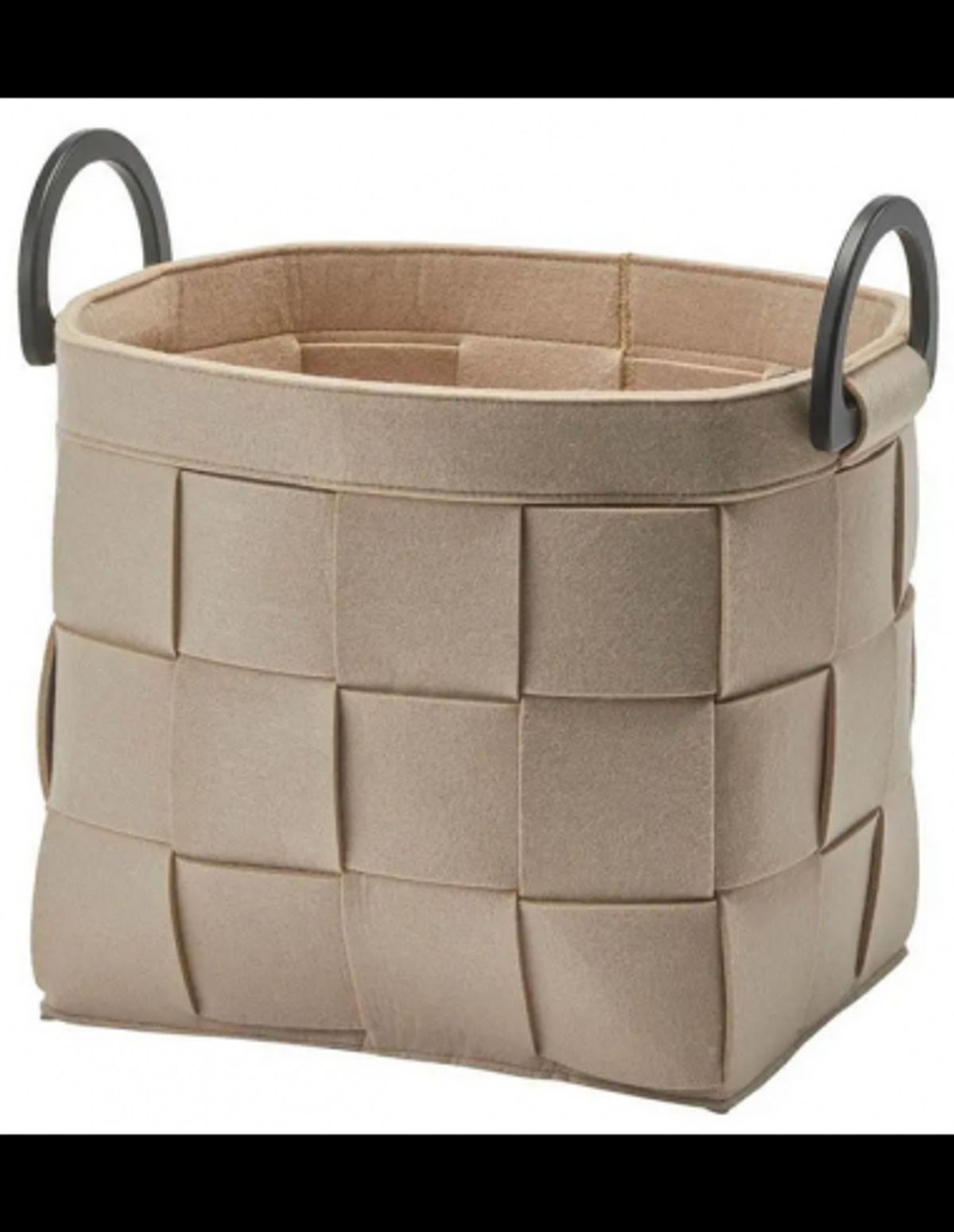 DIX Opbevaringskurv i genanvendt polyester filt og bambus H32 x B34 x D25,5 cm - Sort/Beige