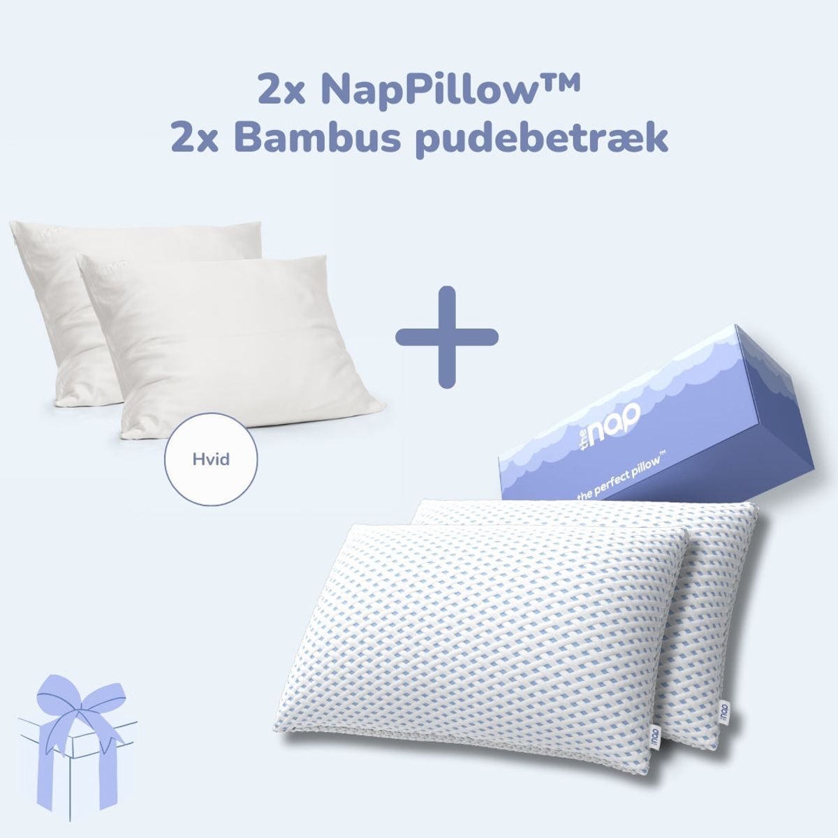 Dobbelt Pude Deluxe m. Hvid bambus