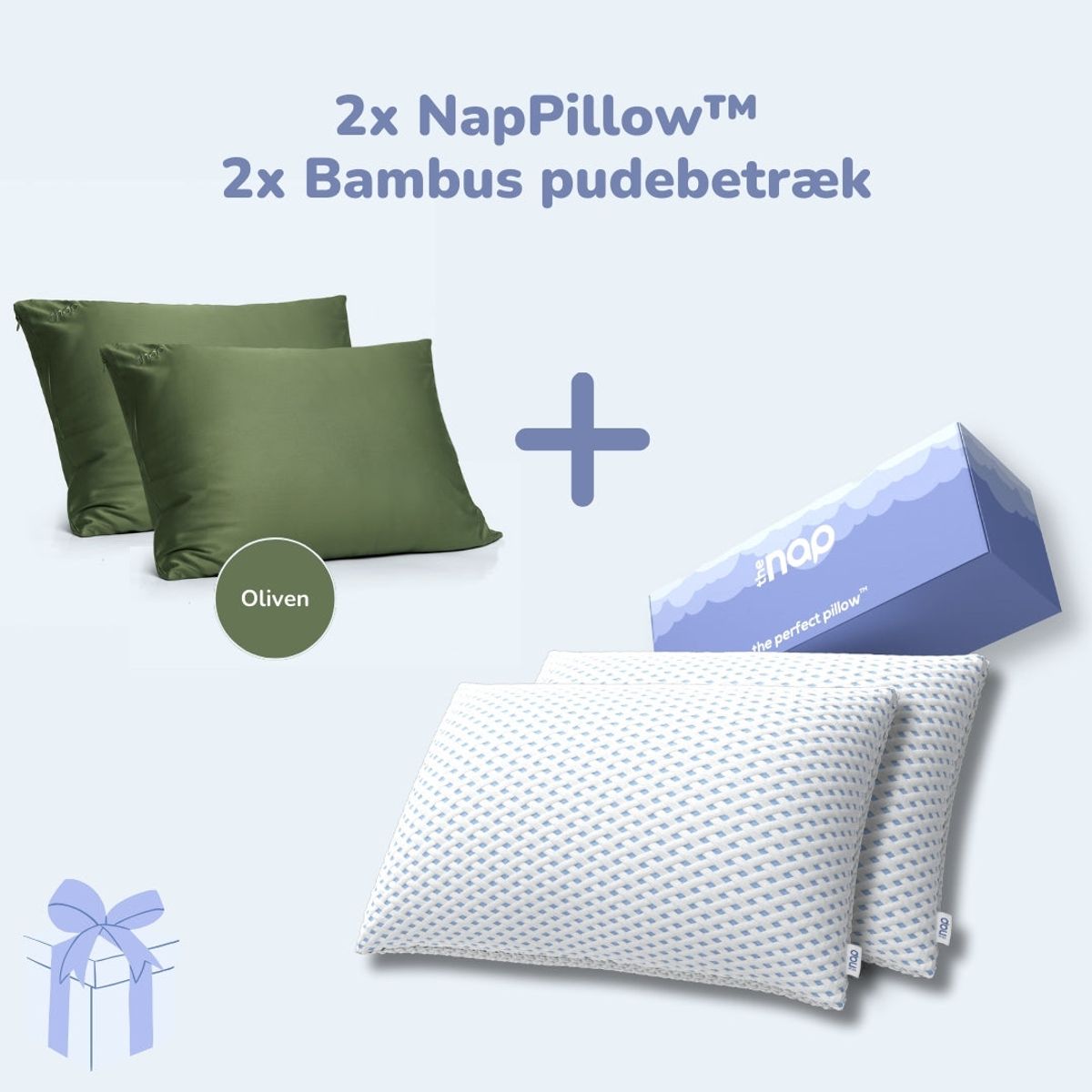 Dobbelt Pude Deluxe m. Oliven bambus