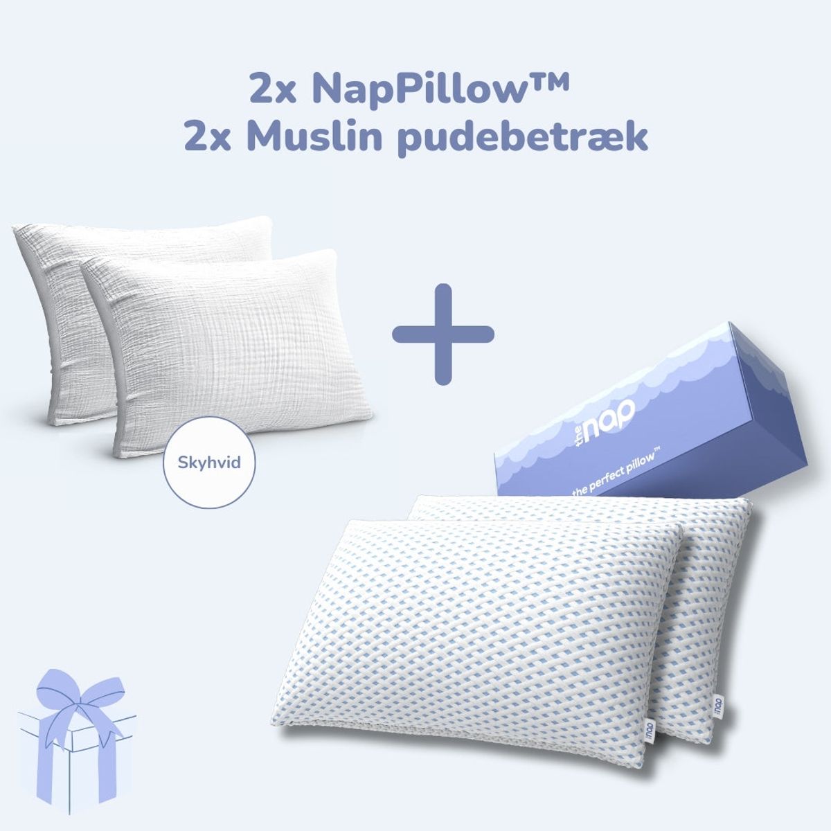 Dobbelt Pude Deluxe m. Skyhvid Muslin