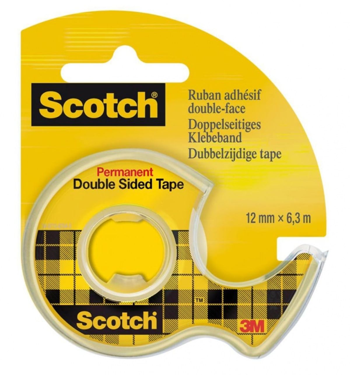 Dobbeltklæbende kontortape SCOTCH® dispenser 12mm 6.3m.