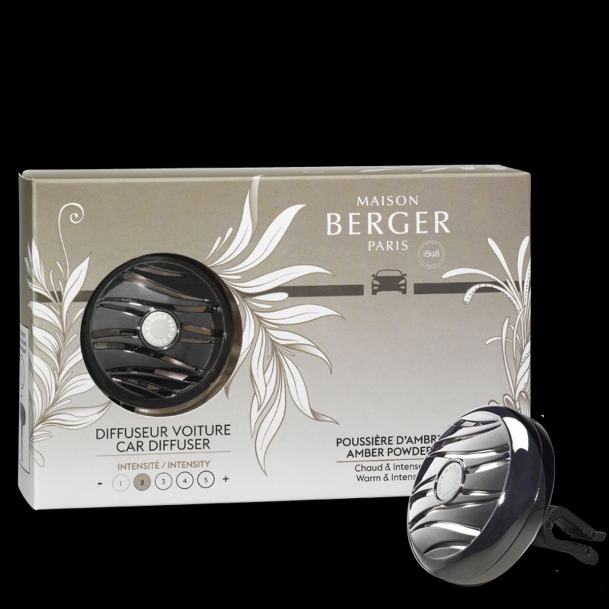 DUFTFRISKER TIL BIL & AMBER POWDER - DIFFUSER & REFILL - Car diffuser / duft til bil - Maison Berger Paris - StudioBuus