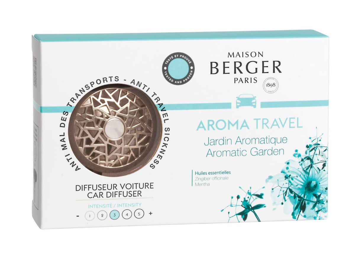 DUFTFRISKER TIL BIL & AROMA TRAVEL MOD KØRESYGE - DIFFUSER & REFILL - Car diffuser / duft til bil - Maison Berger Paris - StudioBuus