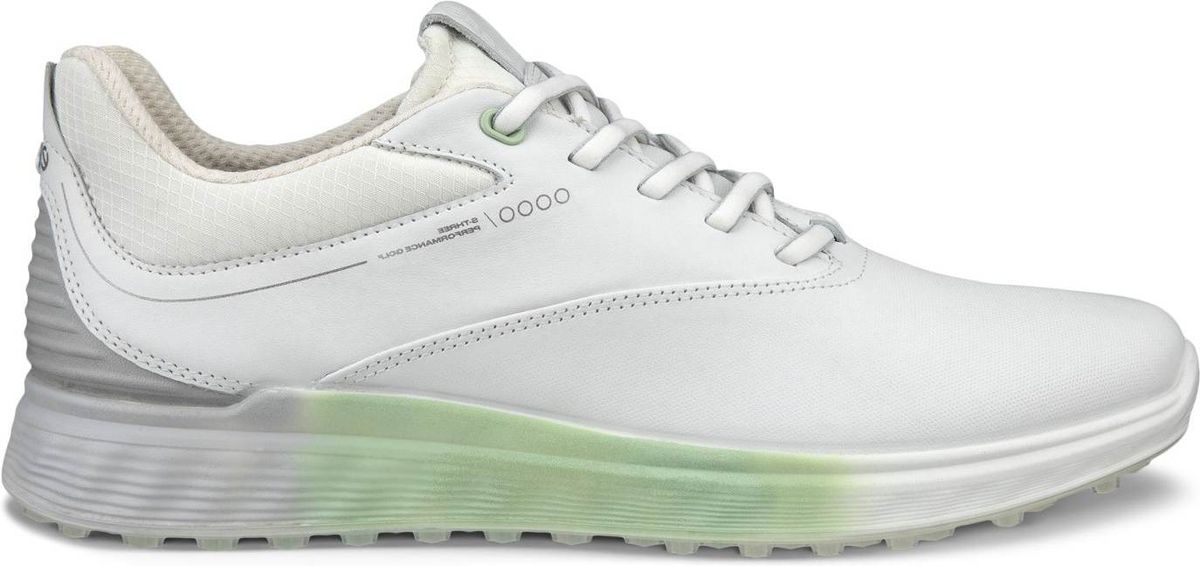 Ecco S-Three (2023) Vandtætte Dame Golfsko Uden Spikes - White/Matcha - Str. 39 Normal