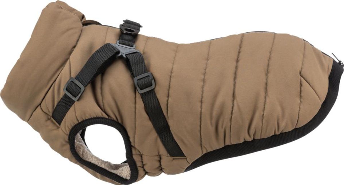 Eldorado - Trixie Pirou vinterjakke med hundesele, Farve: Sand - S: ryg: 36 cm, mave: 50-54 cm, hals: op til 40 cm - Pet Apparel - Polyester","Fleece