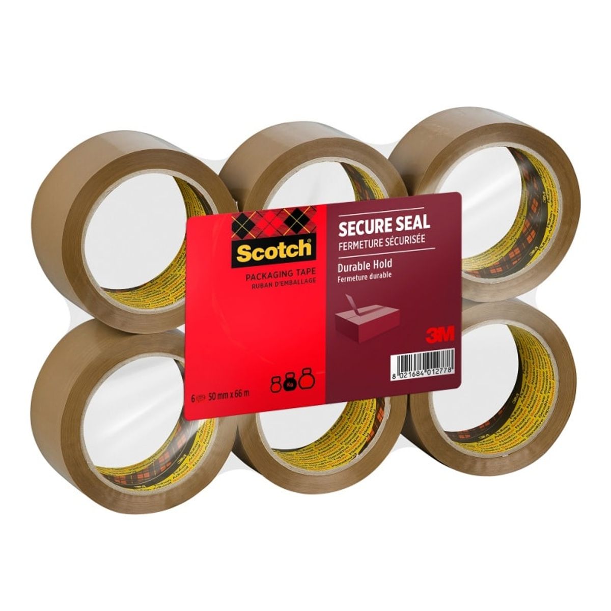 Emballagetape SCOTCH Secure Seal 50mm 66m brun.