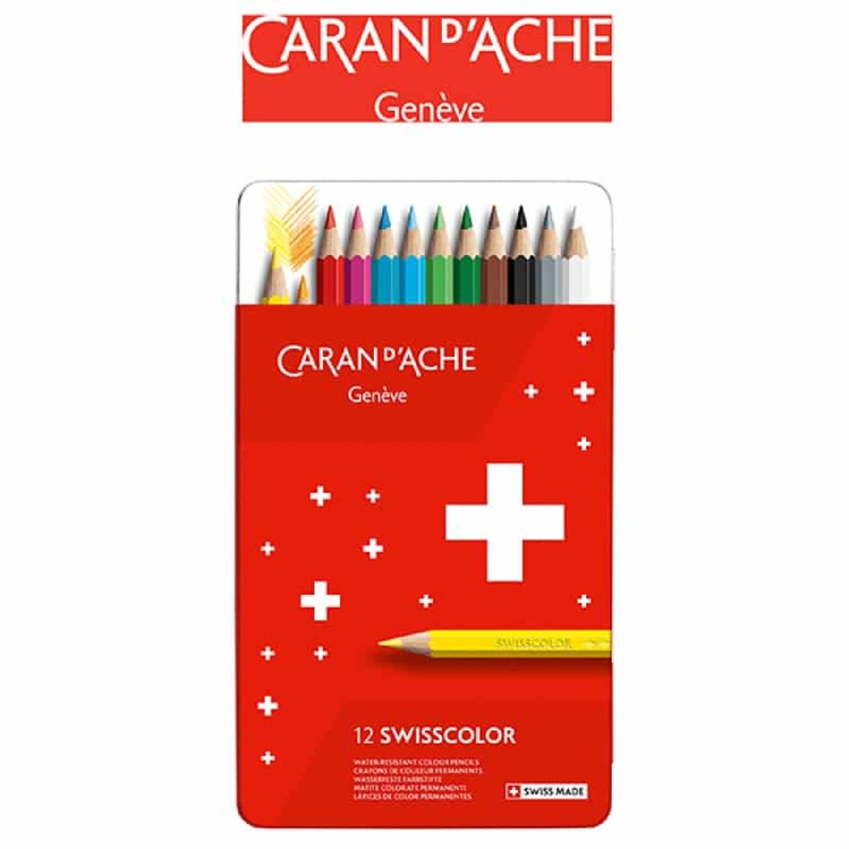 Farveblyanter CARAN D'ACHE Swisscolor metalæske 12 stk..