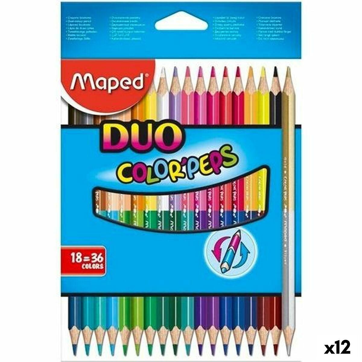 Farveblyanter Maped Duo Color' Peps Multifarvet 18 Dele Dobbelt afsluttet (12 enheder)