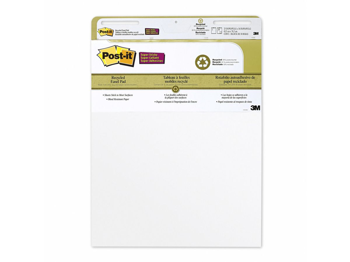 Flipoverpapir Post-it 559 Super Sticky Miljø Blank 63,5x77,4 cm 30 ark