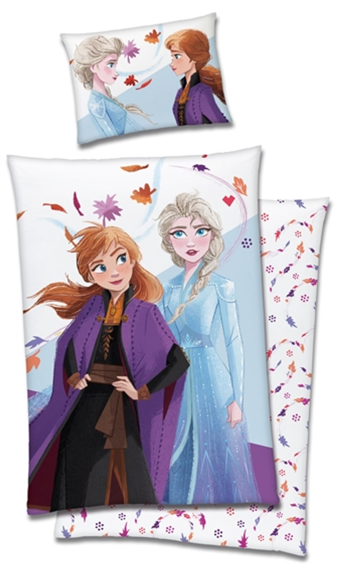 Frost sengetøj - 140x200 cm - Anna og Elsa sengetøj - 100% bomulds sengesæt Frozen