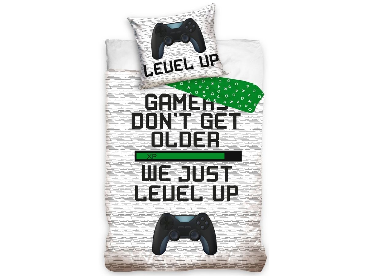 Gamer Sengetøj ''Level Up'' - 100 Procent Bomuld