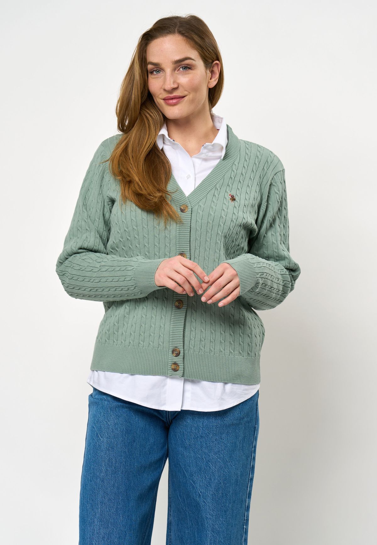 Gill Cable Striktrøje Cardigan - U.S. Polo Assn - Kvinder - L