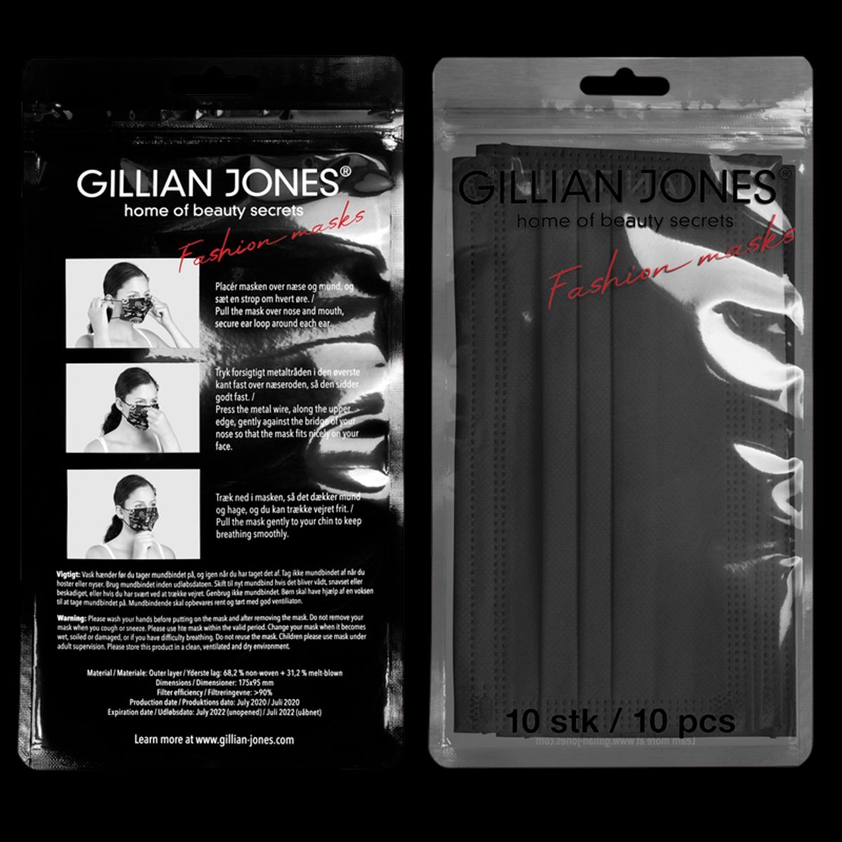 Gillian Jones Fashion Mundbind Sort 10 stk.