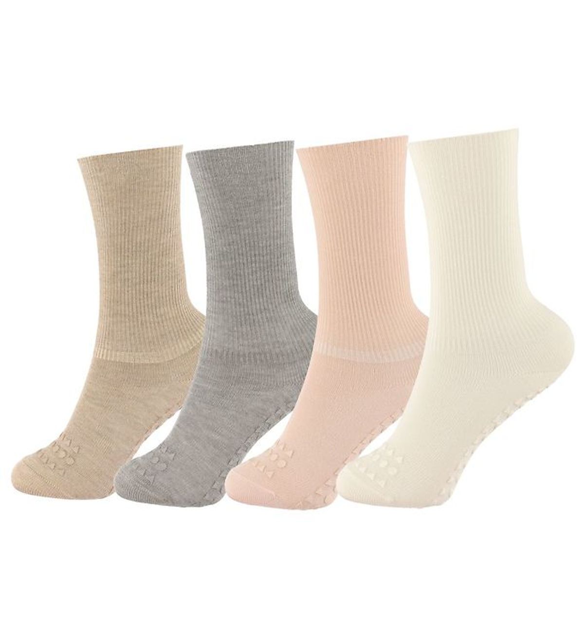 GoBabyGo Skridsikre Strømper - 4Pak - Rose/Grey/Offwhite/Sand