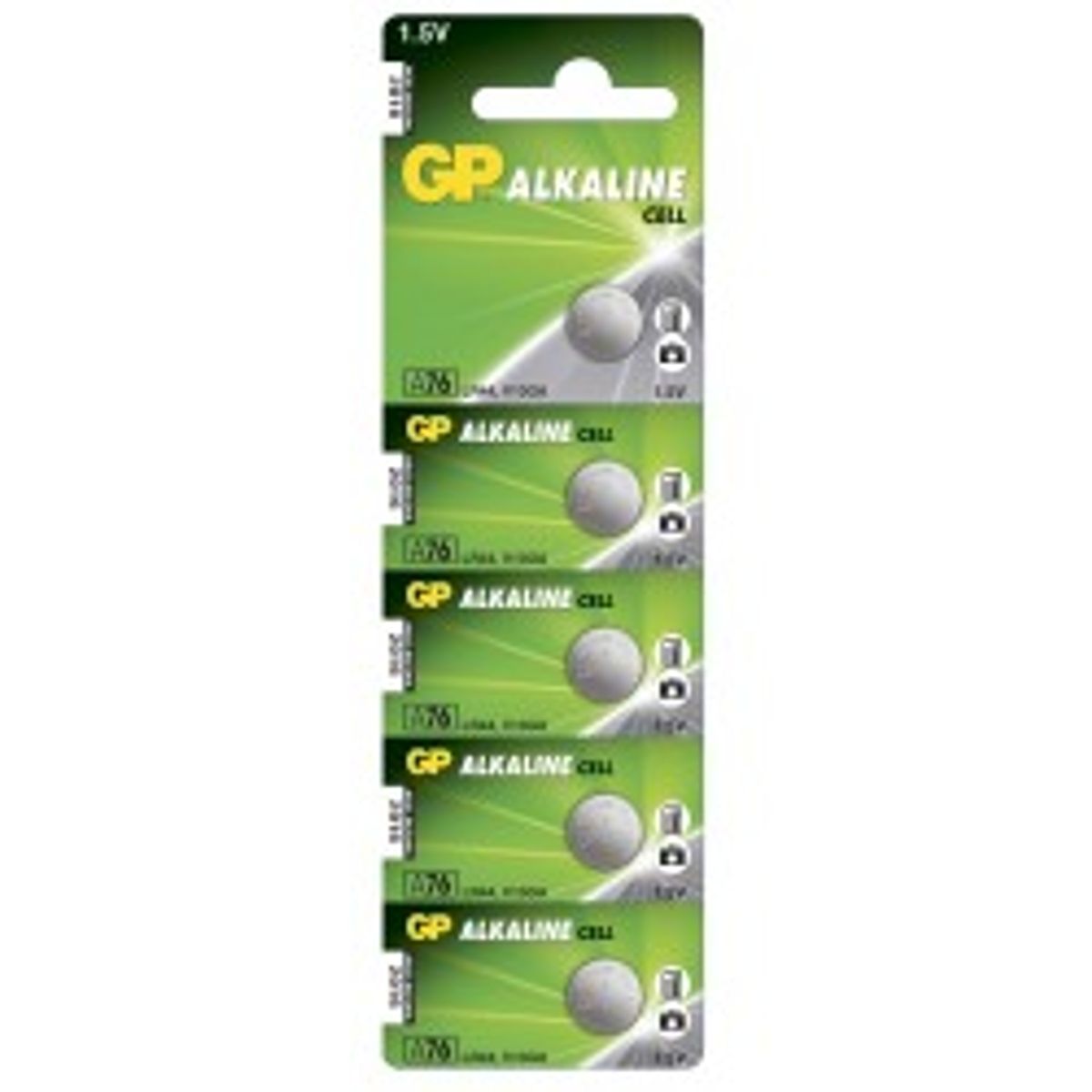 GP Alkaline 1,5V A76 LR44 V13GA Knapcelle Batteri - 5 stk.