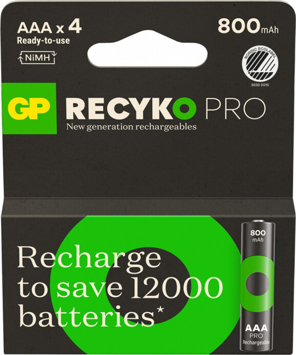 Gp - Recyko Professional Nimh Aaa Rechargeable Batteries, 85aaahcb-2wb4, 4-pack