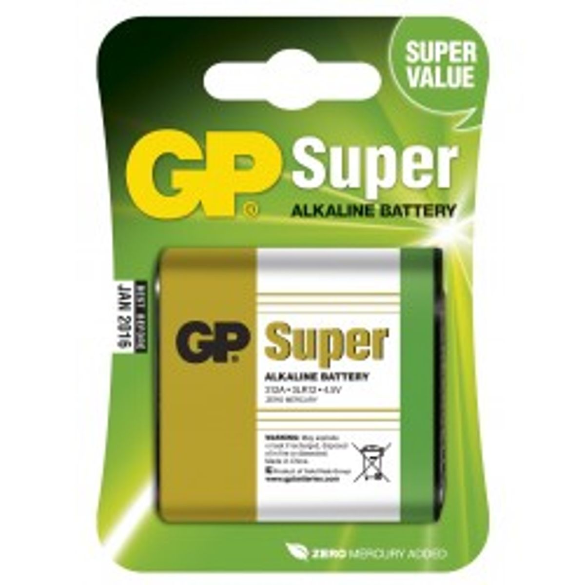 Gp Super Alkaline 4,5V 312A/3LR12 Batteri - 1 stk.