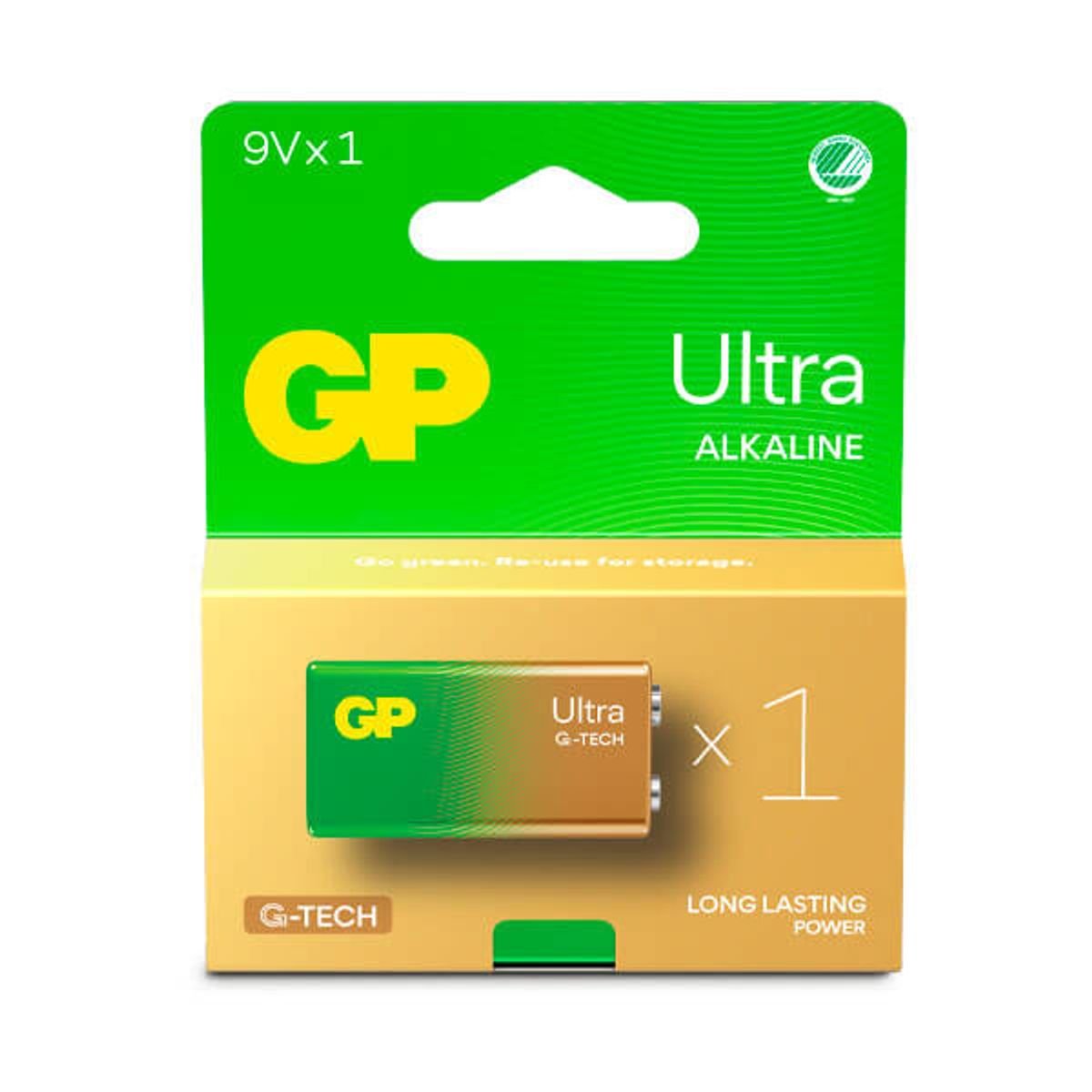 GP Ultra Alkaline 9V batteri, 1604AU/6LF22, 1-pak