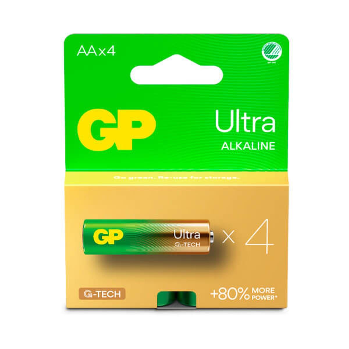 GP Ultra Alkaline AA batteri, 15AU/LR6, 4-pak