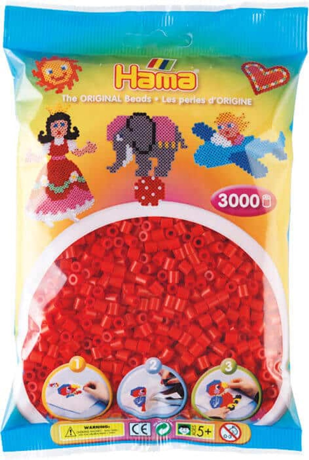 Hama Perler 3000 stk Rød Midi (201-05)