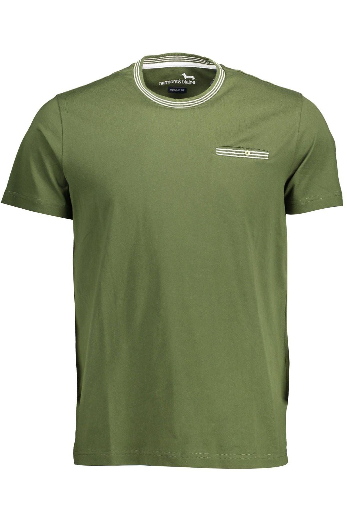 Harmont & Blaine Elegant Green Crew Neck Cotton Tee with Pocket