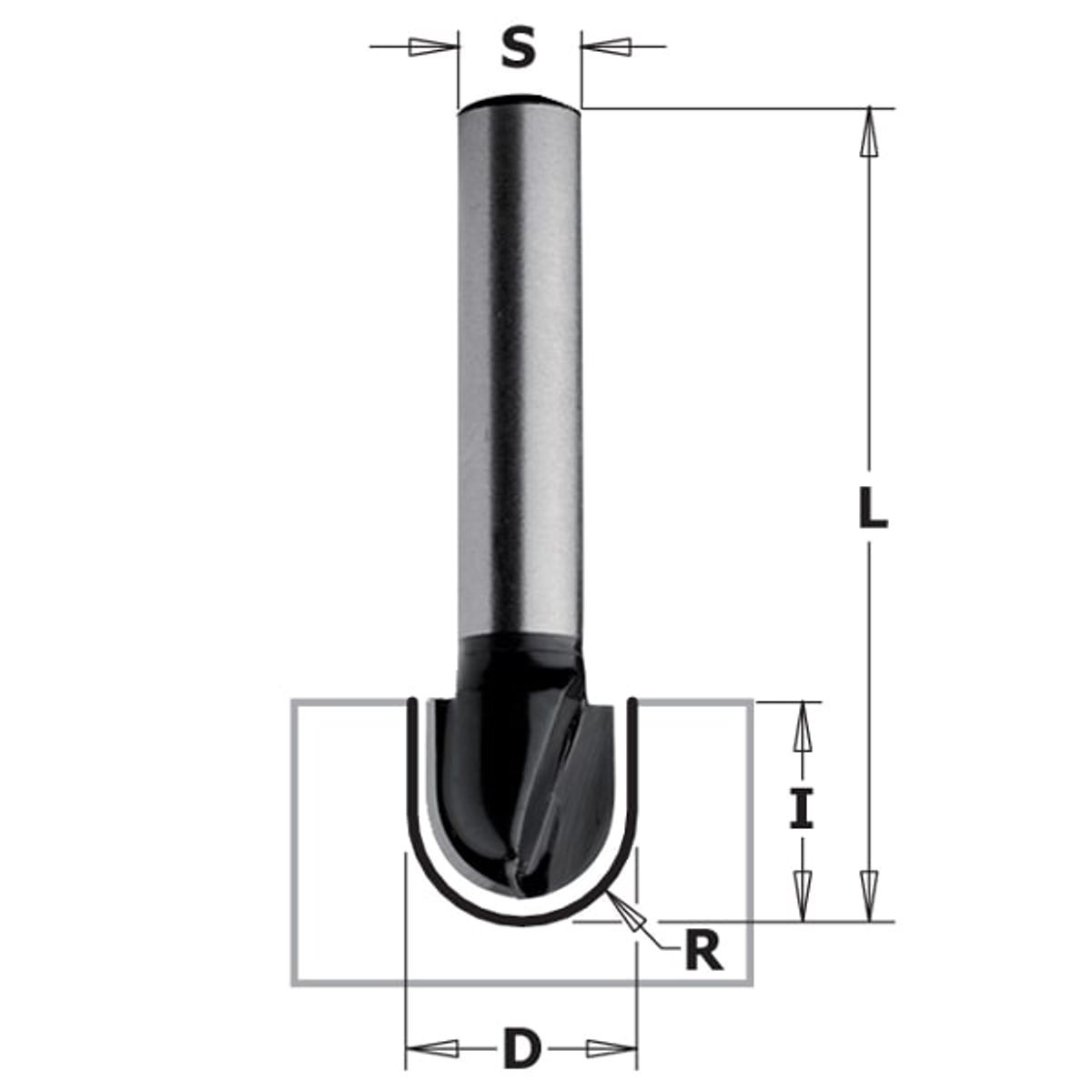 Hulkehlfræser HM R 6,35 K8 C