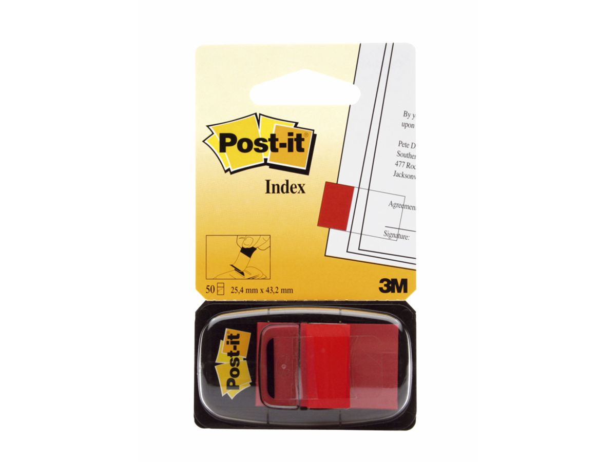 Indexfaner Post-it 680-1 45x25 mm rød