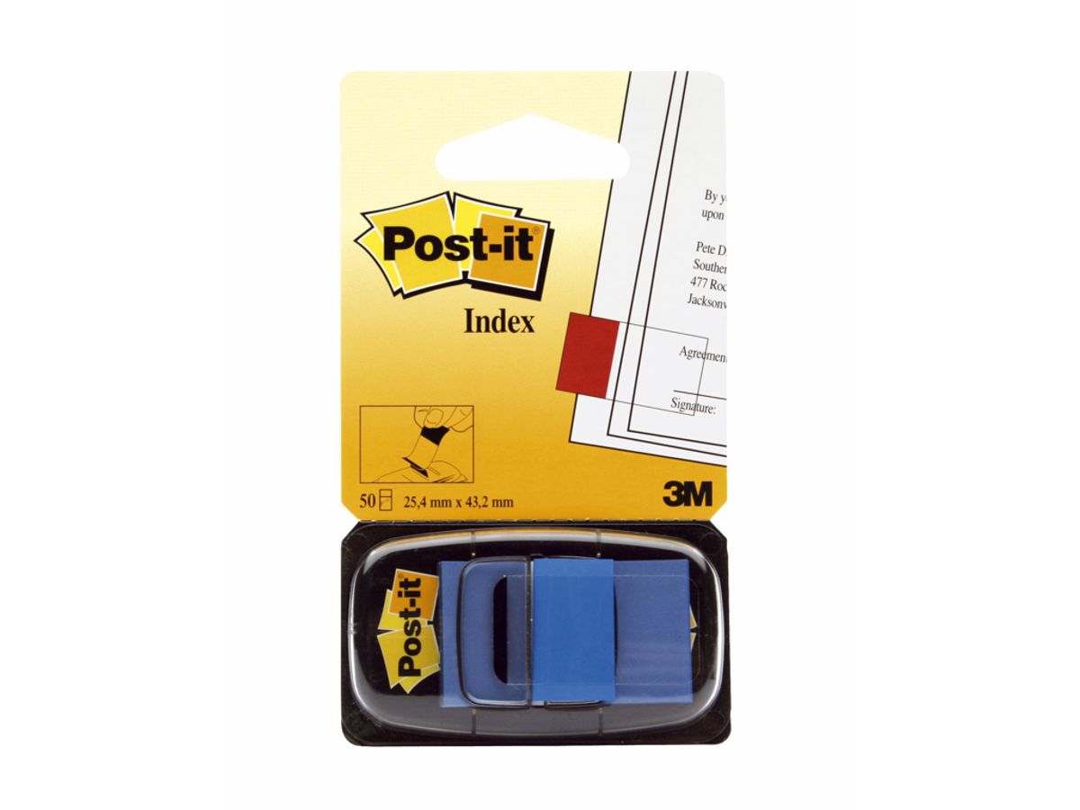 Indexfaner Post-it 680-2 45x25 mm blå