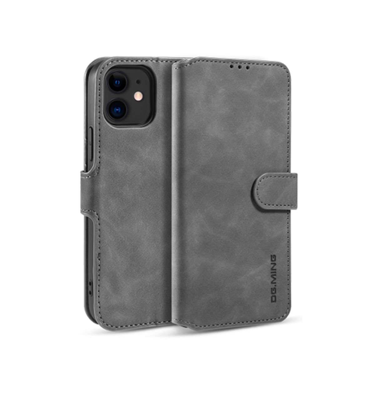 iPhone 11 - DG.MING&trade; Classical Læder Etui / Taske M. Pung - Grå