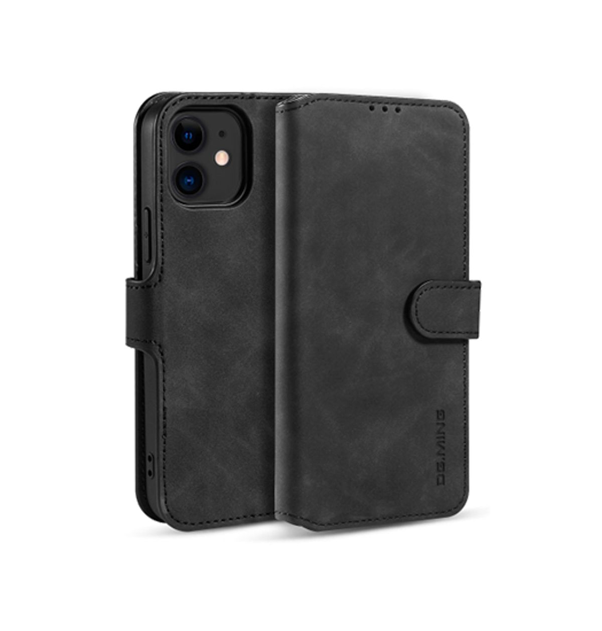 iPhone 11 - DG.MING&trade; Classical Læder Etui / Taske M. Pung - Sort