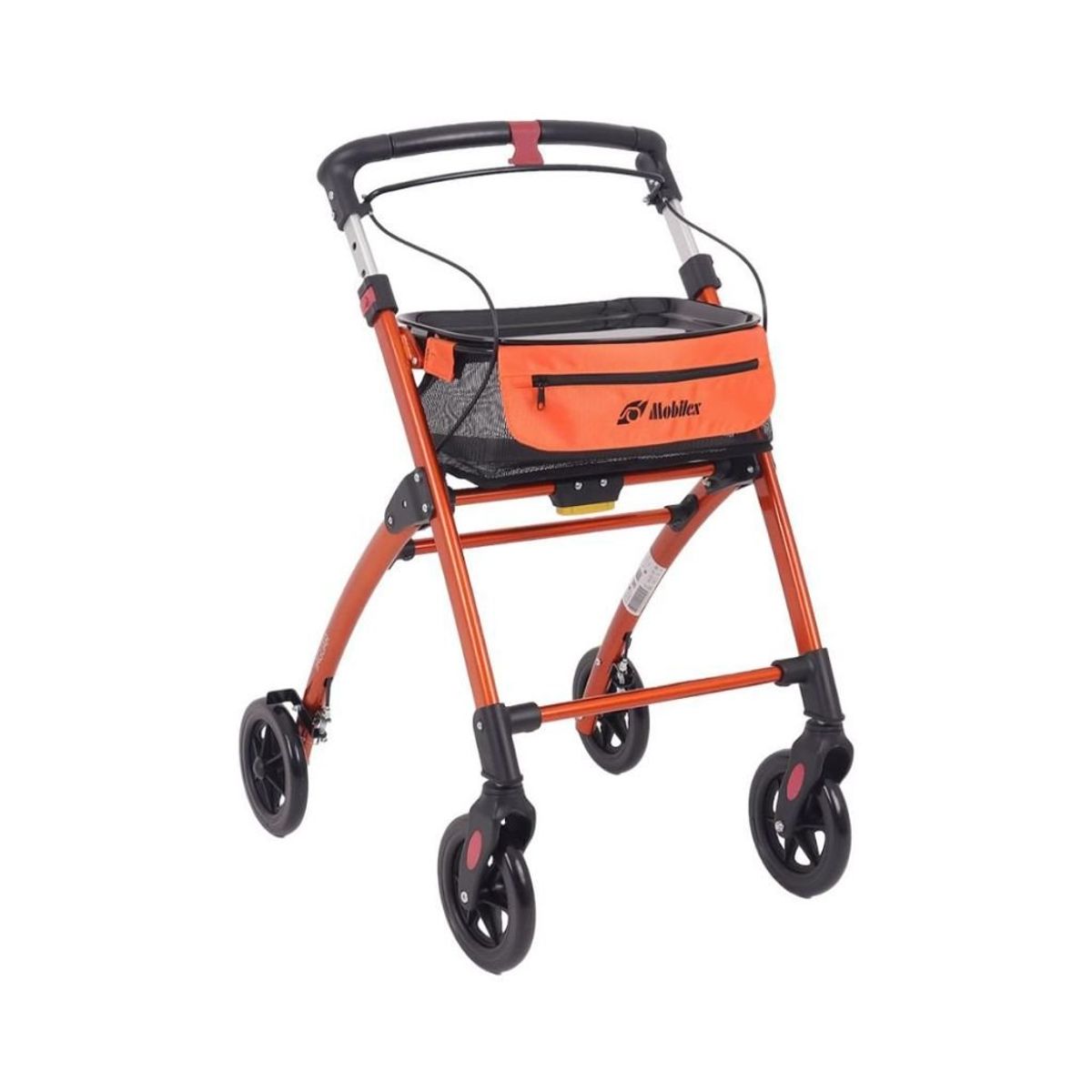 Jaguar indendørs letvægtsrollator - ORANGE | Mobilex - 6,3 kg, inkl. taske og bakke