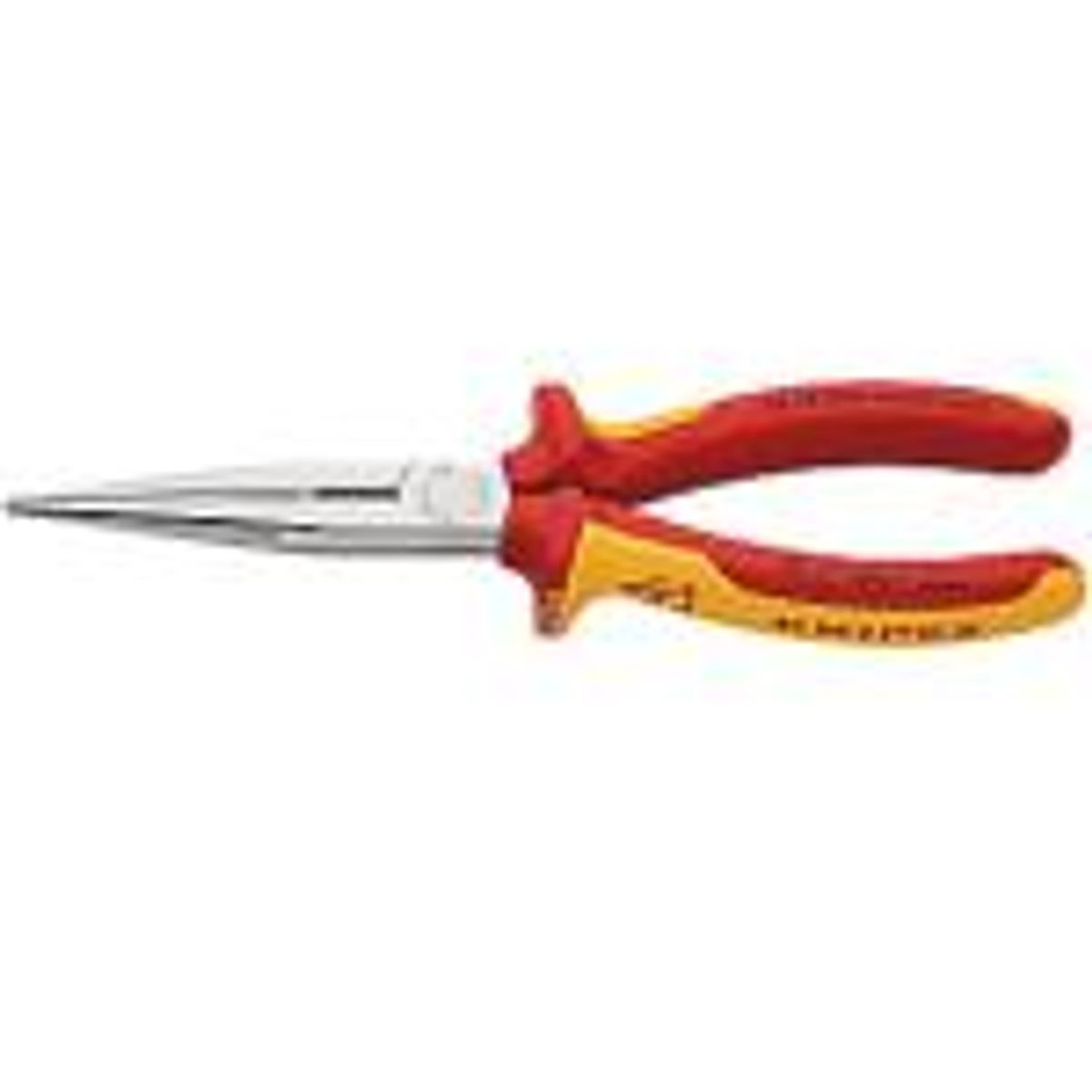 Knipex fladrundtang 200mm Med skær, fork., isoleret to-komponent greb