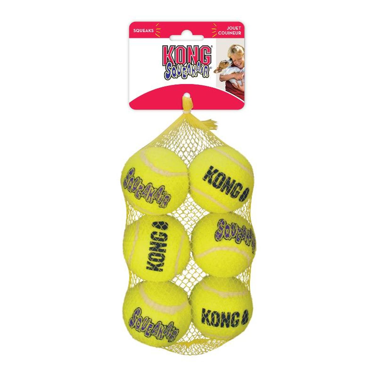 KONG SqueakAir Tennisbolde 6 stk - Medium