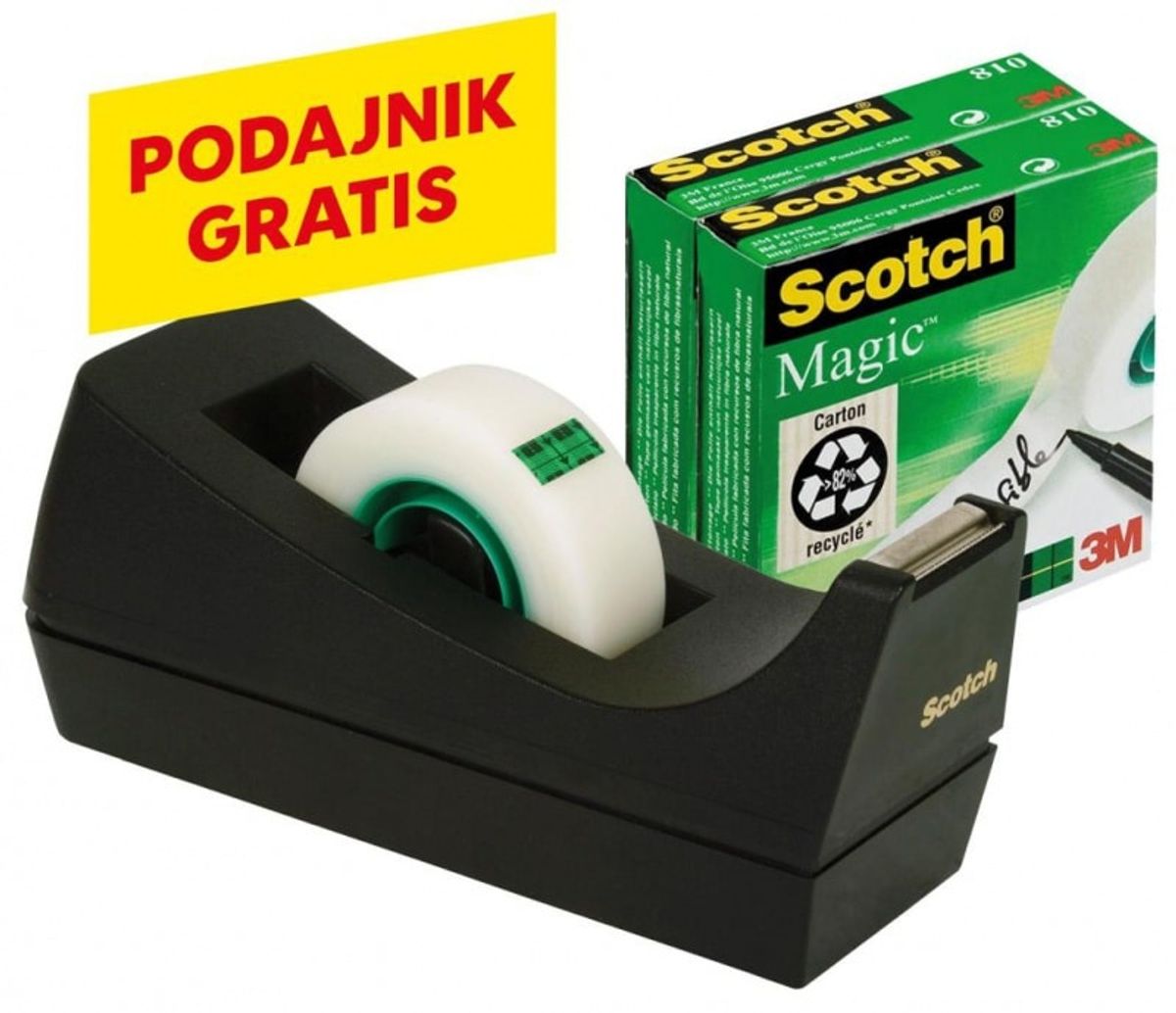 Kontortape SCOTCH® Magic&trade; med dispenser 19mm 33m.