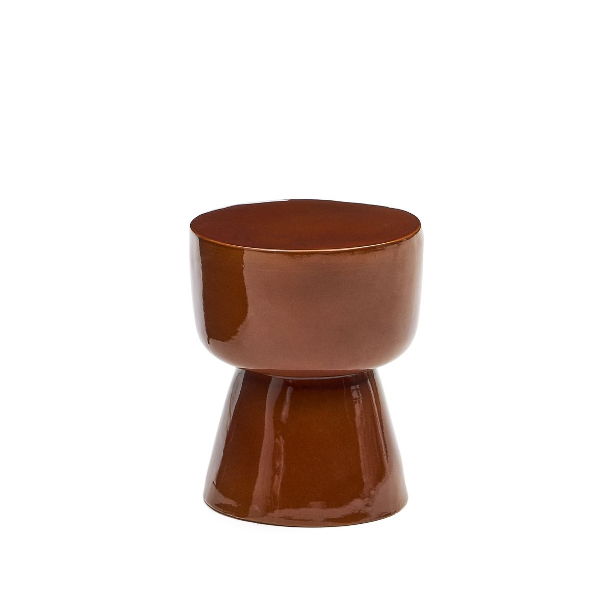 LAFORMA Mesquida udendørs sidebord, rund - keramik med glaseret terracotta-finish (Ø35)