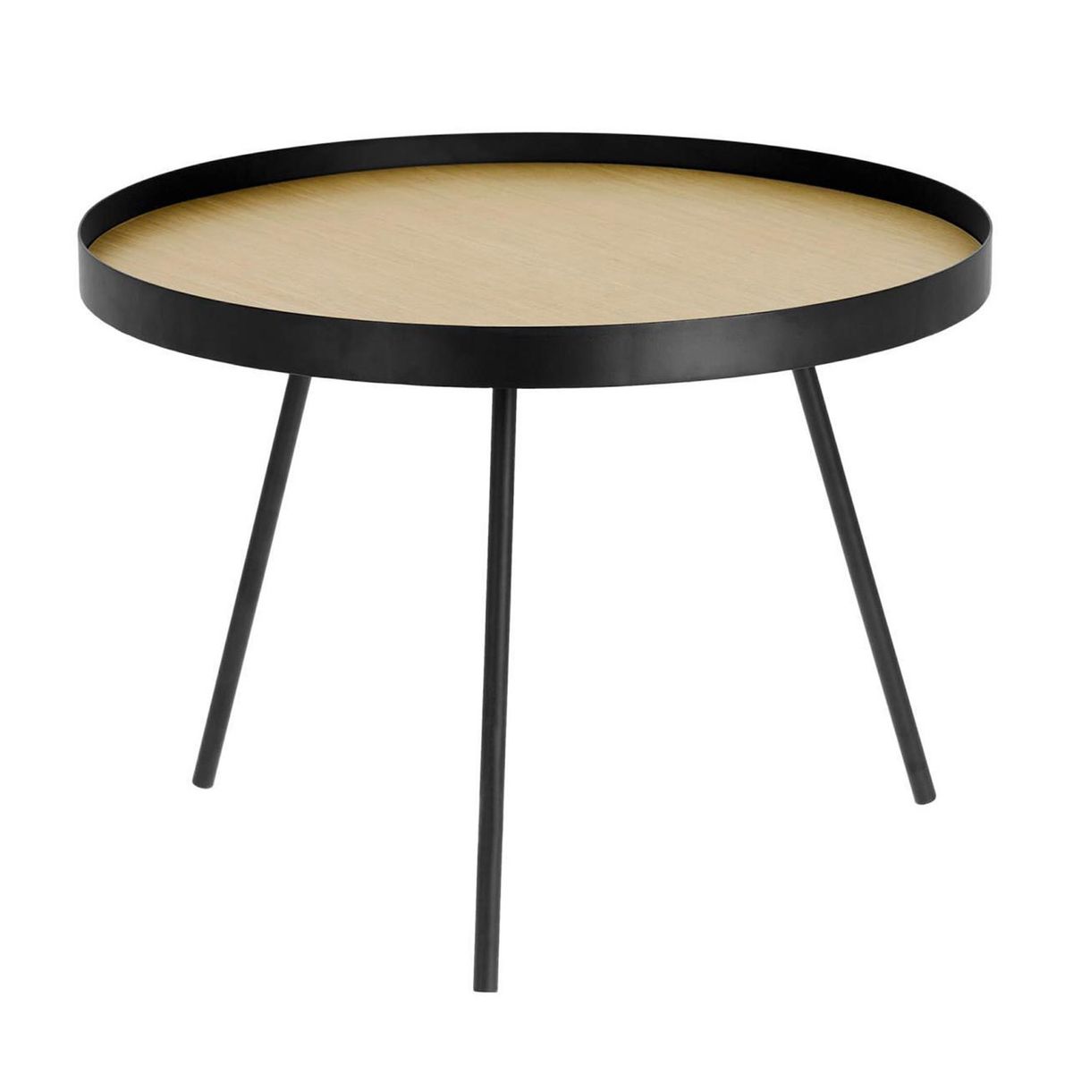 LAFORMA Nenet sidebord - natur MDF og sort stål (Ø60)