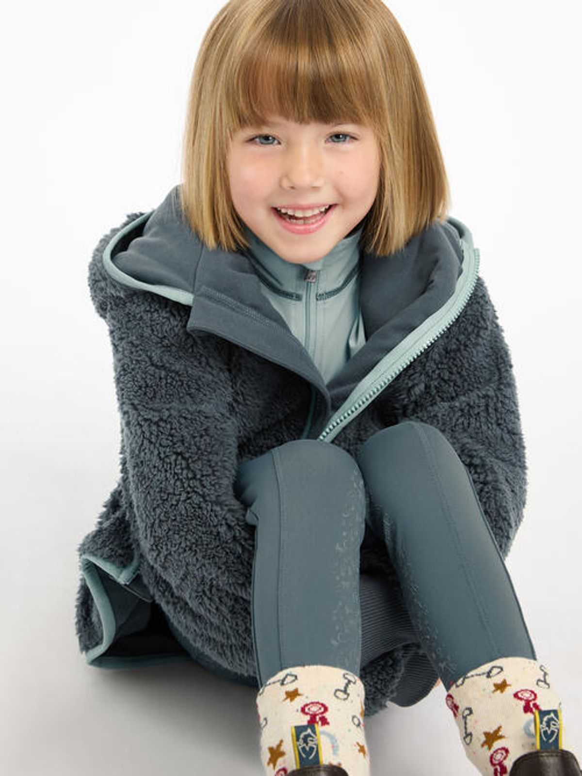 LeMieux AW24 Mini Teagan Fleece jakke - Petrol, 5-6 år