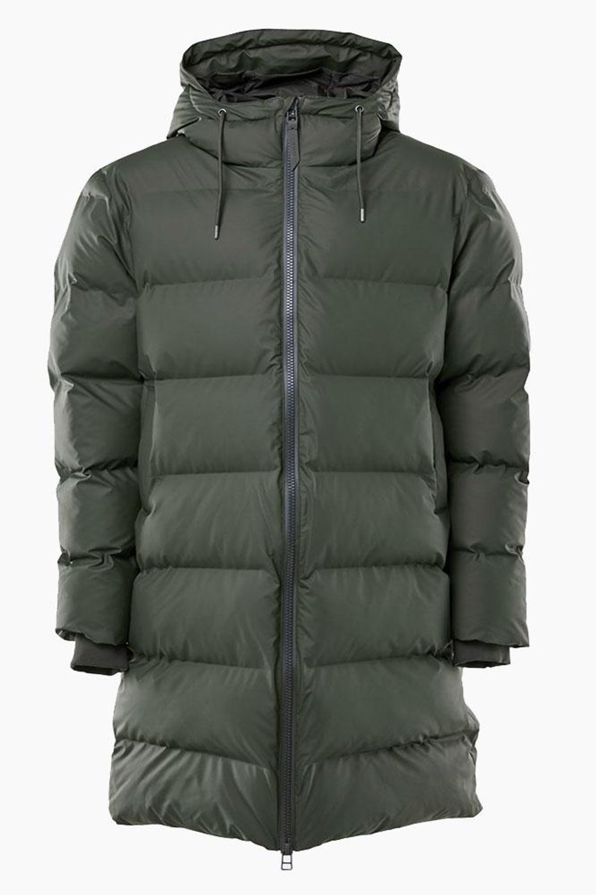 Long Puffer Jacket - Green - Rains - Grøn XS