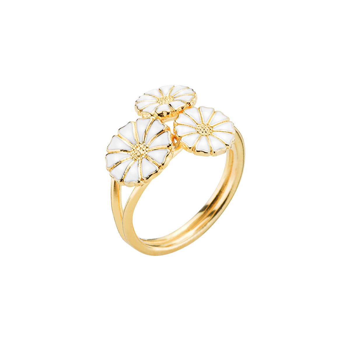 Lund Copenhagen marguerit ring med 3 blomster - 907007-M Forgyldt 56