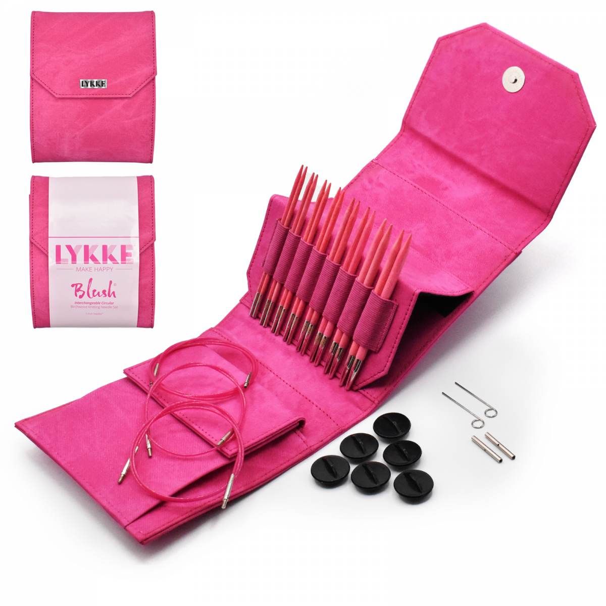 LYKKE Needles - Blush Fuchsia Denim Effect Starter Set 5 in (ca. 13 cm)