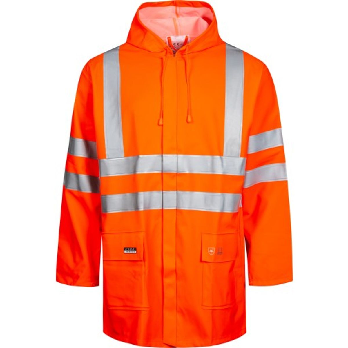 Lyngsøe PU/PVC regnjakke LR9055, High-Vis kl.3 orange, str. 3XL