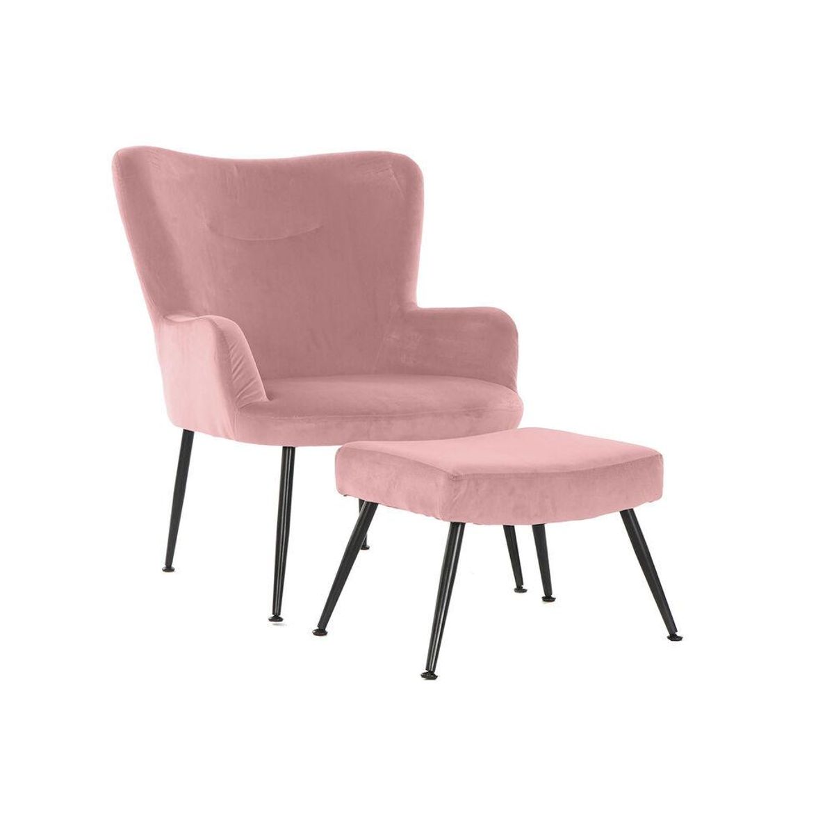 Lænestol S3023869 Sort Pink Metal Plastik Fløjl Moderne 70 x 60 x 84 cm